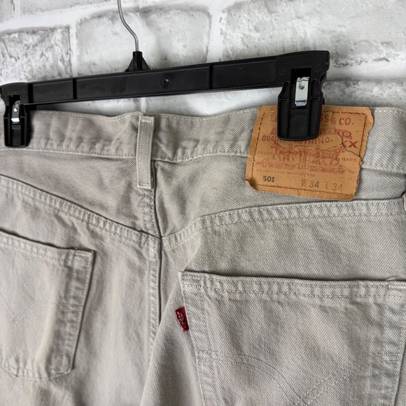 Levis Strauss 501 XX VTG 90s Light Gray Denim Button Fly Jeans Mens 34 x 34 - Picture 4 of 10